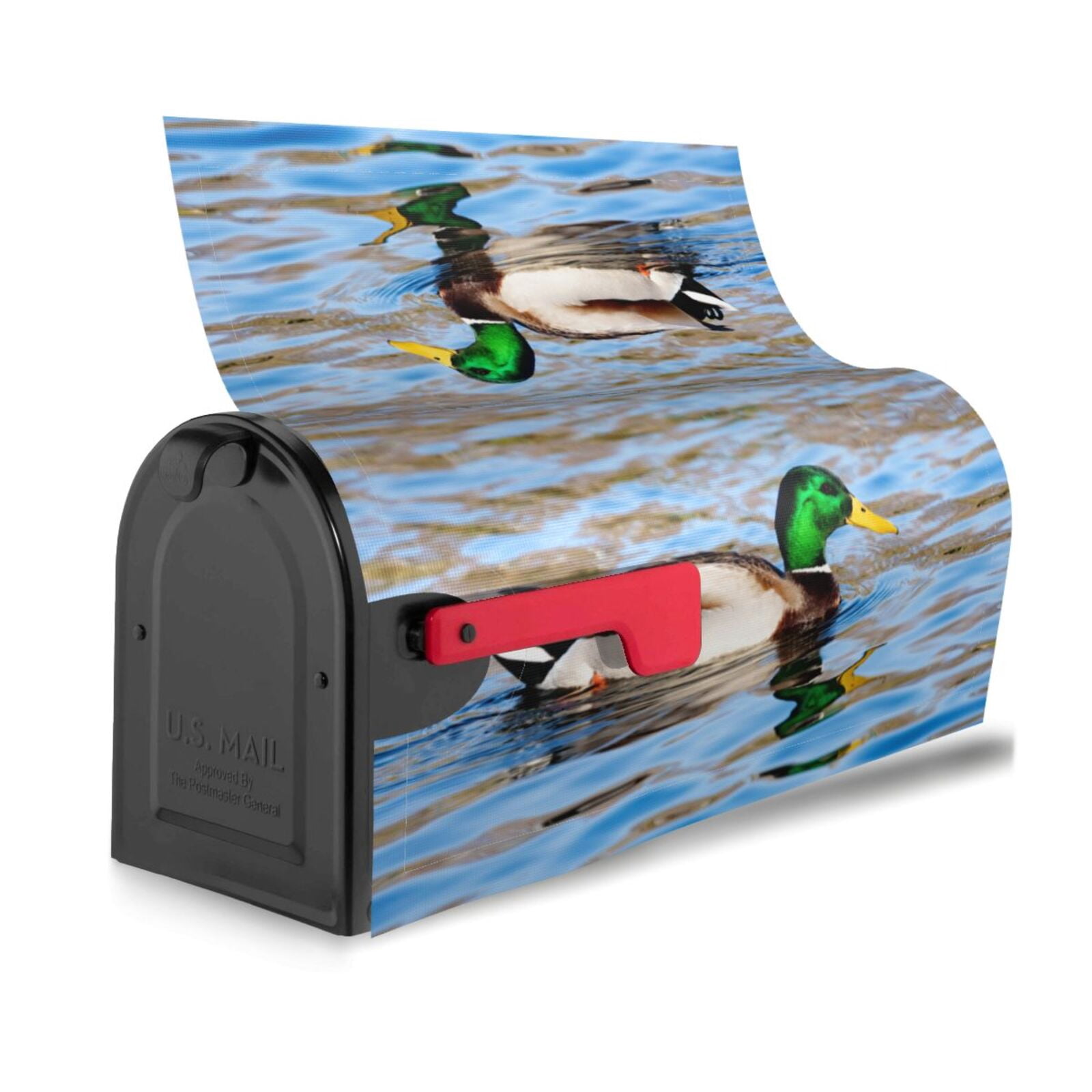 Logiee Mallard Duck Swimming In A River Print Post Letter Box Wrap Decor, Mailbox Cover Suitable for Standard Mailbox and Large Size Mailbox,Outdoor Yard Decoration-21x18 in