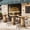 Natural, variant on Finmind Round Dining Table, 39.4" H Commercial Kitchen Table with Wood Strip Base & Footrest for Dining Room, Cafe, Apartment, Natural