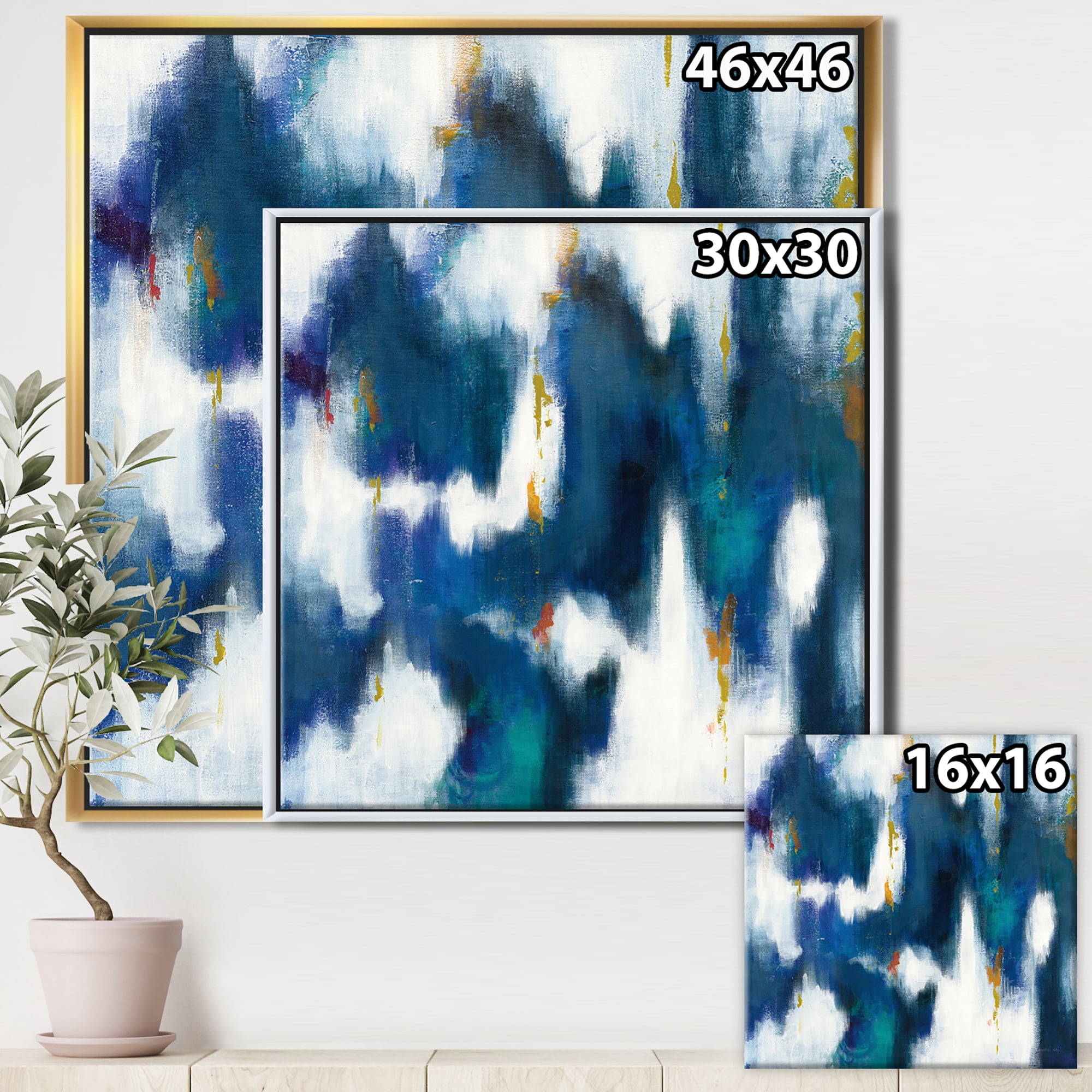 Designart ' Blue Glam Texture II ' Contemporary Framed Canvas