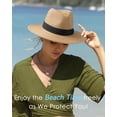 thumbnail image 3 of Sombrero para el sol FURTALK Panama Hat Fedora Straw Beach Hat para mujeres y hombres, 3 of 8