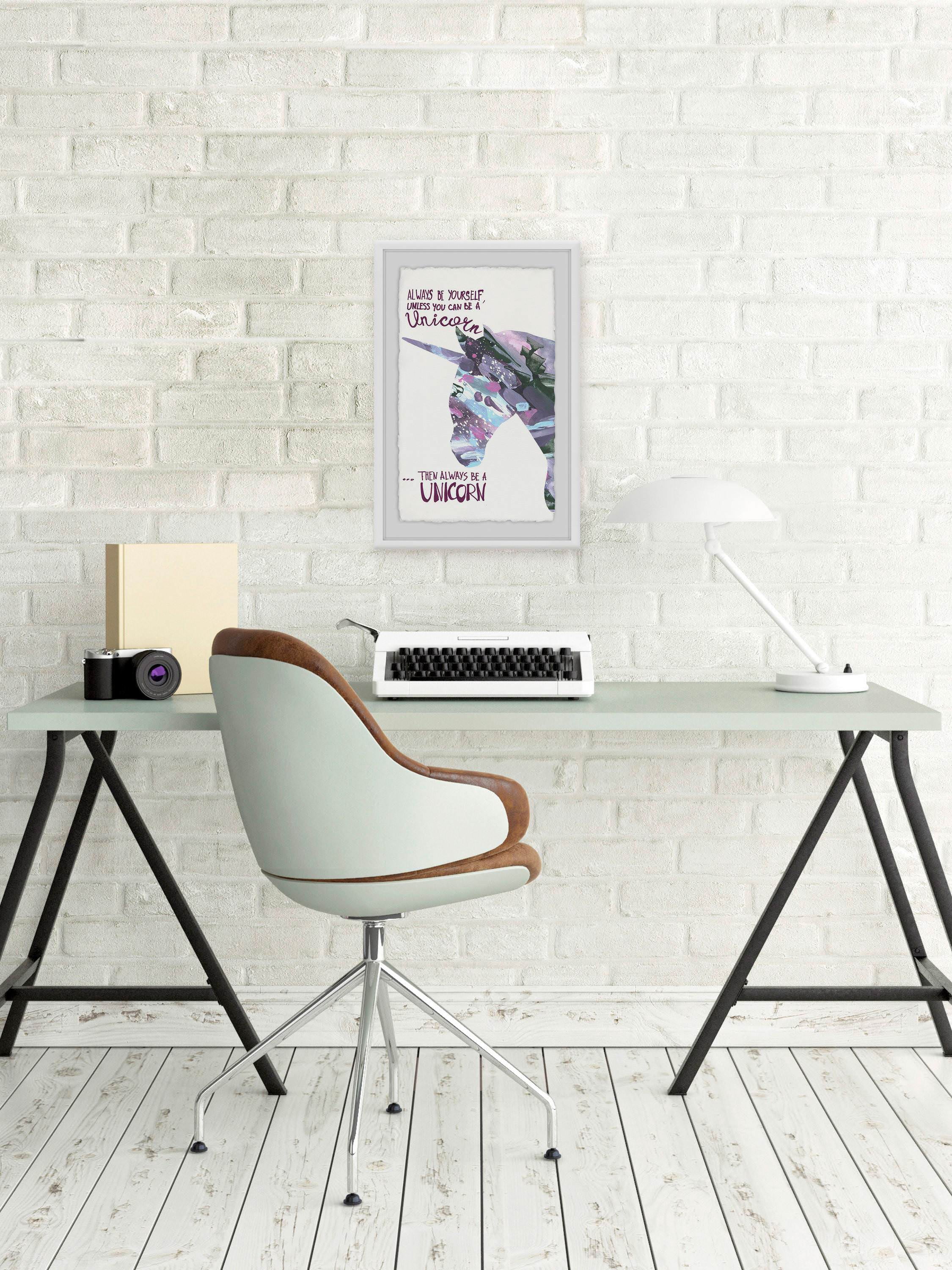 Paint Brush Unicorn Framed Painting Print