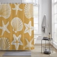 thumbnail image 2 of Yellow Coastal Shower Curtain for Bathroom, Starfish Shell Ocean Nautical Waterproof Cloth Fabric Bathroom Accessories Set with 12 Rust Proof Plastic Hooks, 72"x96", 2 of 9