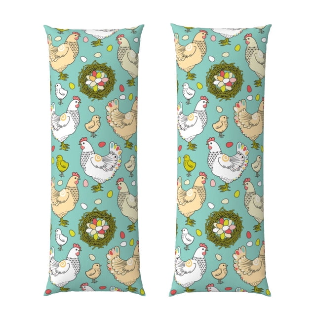Balery Chicken Laying Eggs Funda Protectora para Almohada Corporal de Algodón Hipoalergénico con Cierre(55 x 21 pulgadas), Almohadas No Incluidas