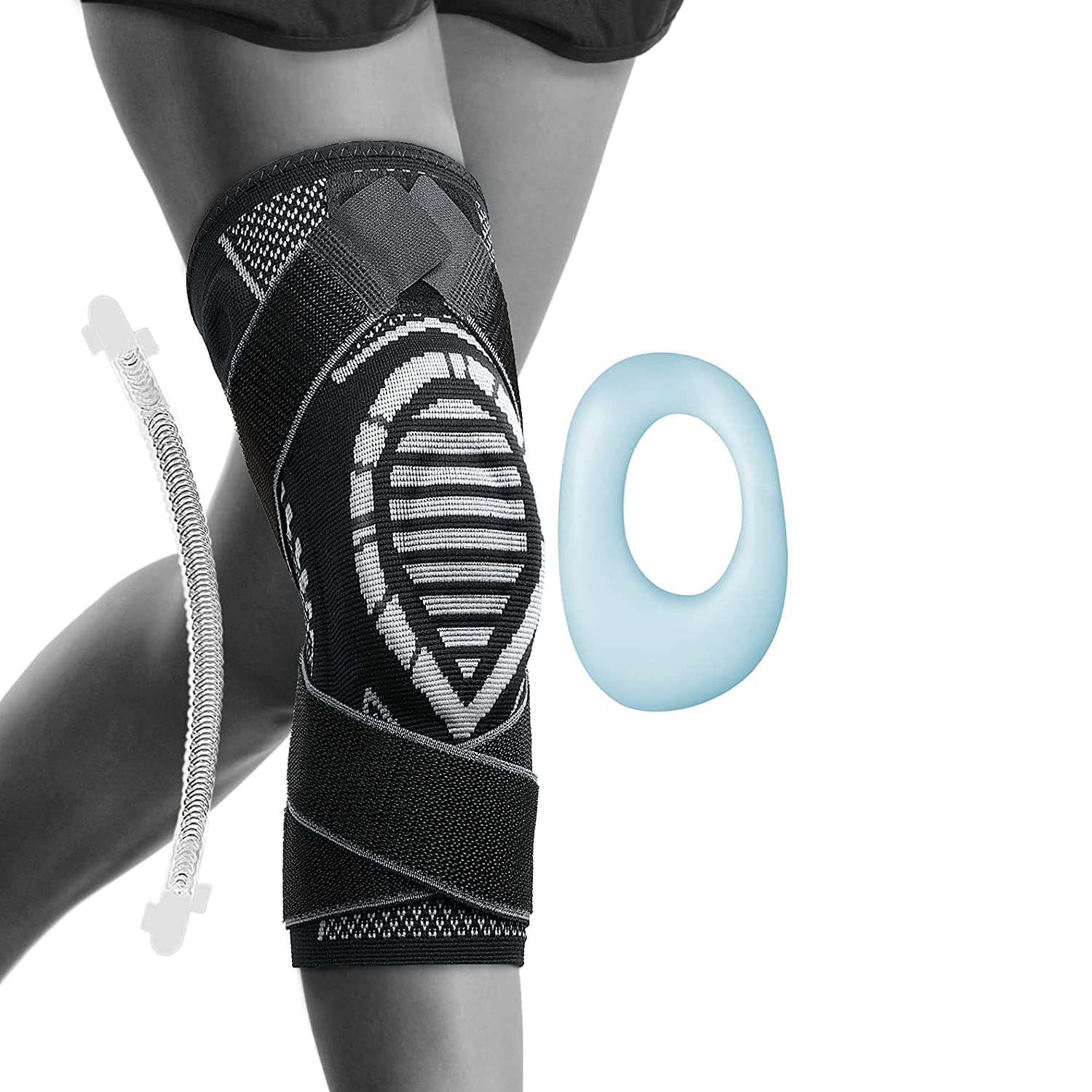 Rehband Active Pull-up Knee Support Anatomical Shape and Elastic Strap 