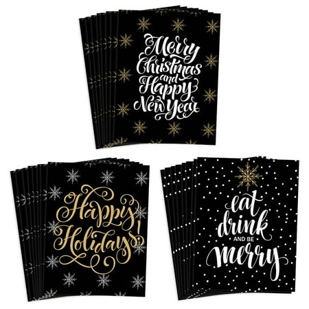 Christmas Wishes Card Festive 24 Pack Christmas Cards with Envelopes 3 Assorted Silver & Gold Elegant Seasonal Designs to Send Warm Holiday Wishes to Family Friends & Coworkers 24 Mixed Boxed Set by Digibuddha VHA0036B ()