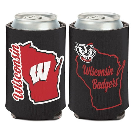 Wisconsin Badgers State Shape 12oz Can Cooler