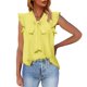 thumbnail image 1 of Playeras,Blusas y Tops,Ropa para Mujer Camisetas de tirantes Camisetas sin mangas de verano para mujer, blusas de gasa sin mangas sólidas informales, chaleco elegante con volantes (Yellow, XXL), 1 of 7