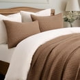 thumbnail image 4 of EVERGRACE Cross Stitch Pre-Washed Cotton Quilt Bedding Set King Size, Oversized 3 Pieces Lightweight Bedspread Coverlet for All Season, with 2 Matching Shams, Camel Brown,108"x96", 4 of 7