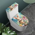 thumbnail image 2 of FKELYI Flower Rabbit Toilet Lid Cover 2-Piece Washable Toilet Lid and Tank Cover Set Wear-Resistant Toilet Top Cover Tank Lid,Happy Easter, 2 of 6