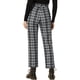 thumbnail image 3 of Pantalones de trabajo de cuadros recortados para mujer INSPIRE CHIC, con botones, talla XL, en blanco y negro, 3 of 6