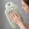 thumbnail image 6 of Unique Bargains Fluffy Chenille Hanging Hand Towel Absorbent Towel Green 10" x 4", 6 of 7