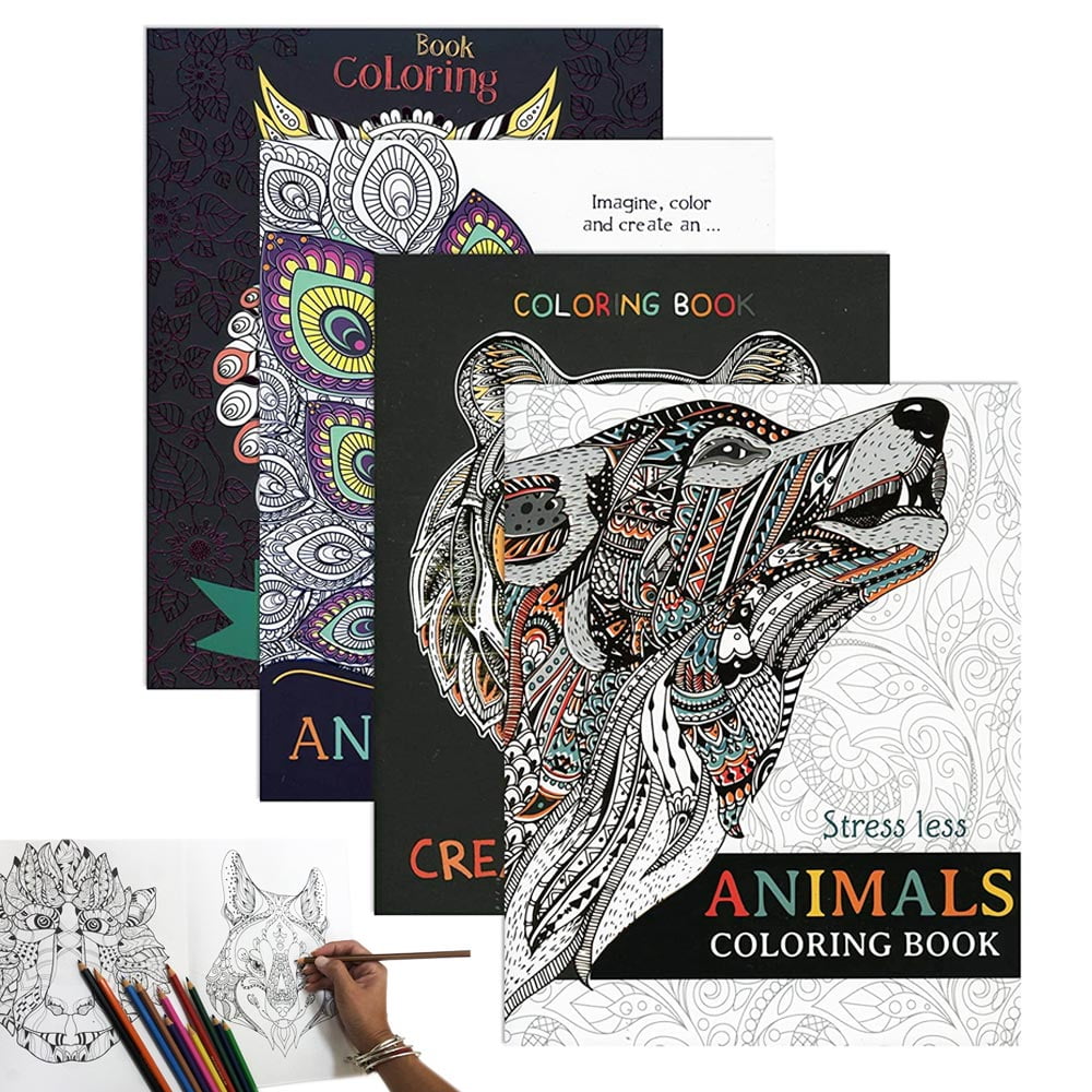 4 Mandala Adult Coloring Books Stress Relieving Meditation Art Designs  Animals 