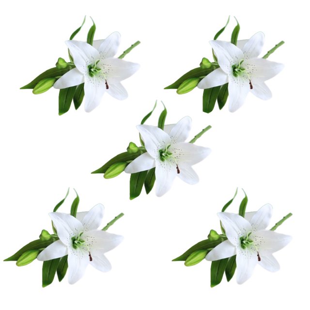Billuyoard 5X flor artificial planta falsa decoración de la boda exquisito arreglo multiusos adorno jardín al aire libre blanco Type2 NO2
