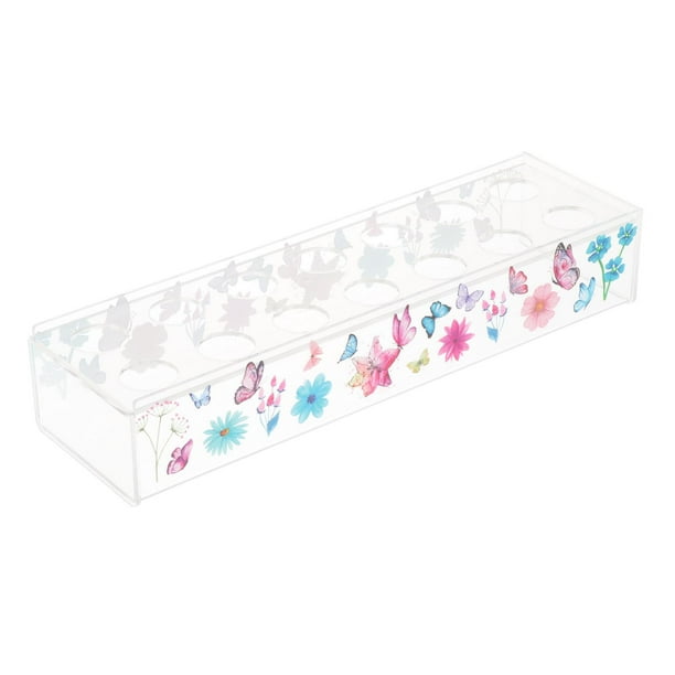 Jarrón rectangular de flores, jarrón acrílico, jarrón artístico para estante, boda, escritorio 14 agujeros