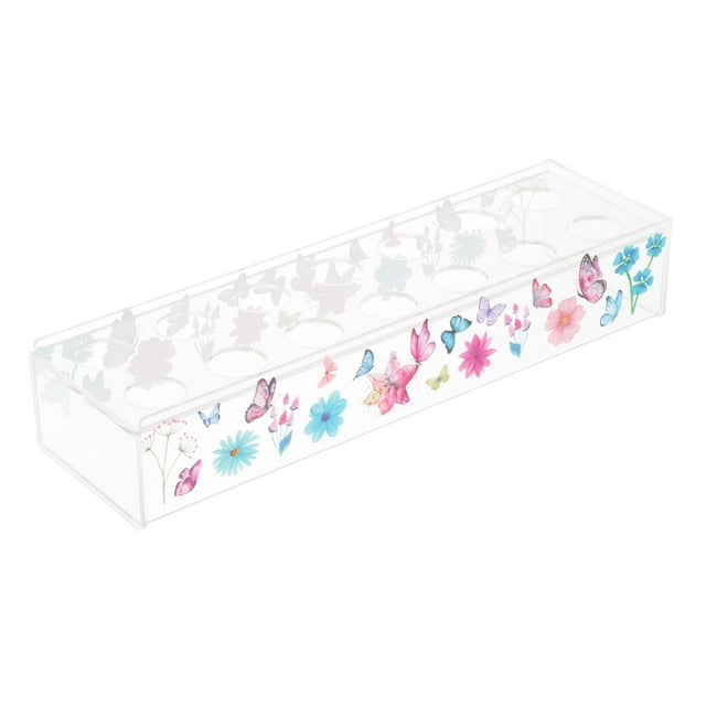 Jarrón rectangular de acrílico transparente, largo, transparente, para flores, para plantas 14 agujeros