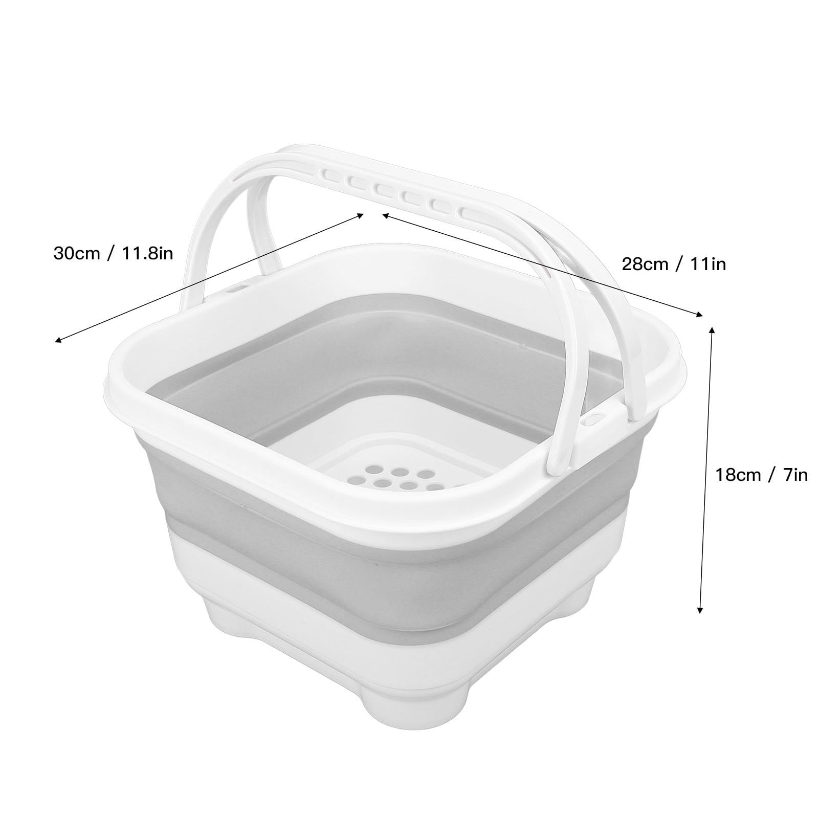 BIMZUC Foldable Bath Toy & Toiletry Storage Bin with Removable Base, Quick Drain, High Capacity, Cute Design – White & Grey