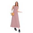 thumbnail image 5 of Women'S Summer Sleeveless Maxi Dress One Shoulder Casual Slim Swing Pleated Formal Dresses with Pockets Pink XL, 5 of 9