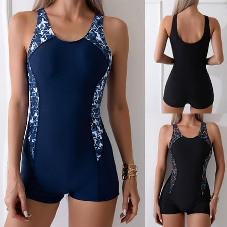 CFLVAEK Rash Guard Swimsuits for Women One Piece Boyshorts Bathing Suits Summer Slimming Full Coverage Swim Suits Modest Sporty Swimwear 2025 Navy L