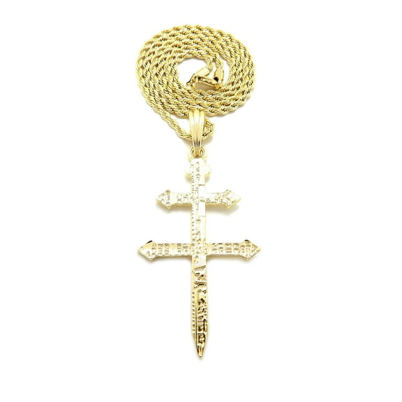 iJewelry2 Gold-tone Dusse Double Cross Pendant Rope Chain Necklace 18''