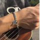 thumbnail image 3 of Pulsera de acero inoxidable con doble cadena y Cruz hueca para hombre, pulsera con cierre de garra de langosta, joyería para fiesta Punk de Hip Hop, 3 of 5