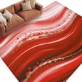 thumbnail image 2 of 5'x8' Area Rugs, Red Waves Abstract Indoor Outdoor Area Rug for Living Room Bedroom, Ombre Fluid Water Ripple Striped Washable Bathroom Rugs Kitchen Floor Carpet Mats Home Decor Aesthetic, 2 of 8
