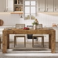 thumbnail image 6 of Finmind 63" Solid Wood Dining Table for 4-6 People, Farmhouse Kitchen Table with Thickened Legs, Rectangle Dinner Furniture, Rustic Brown, 6 of 11
