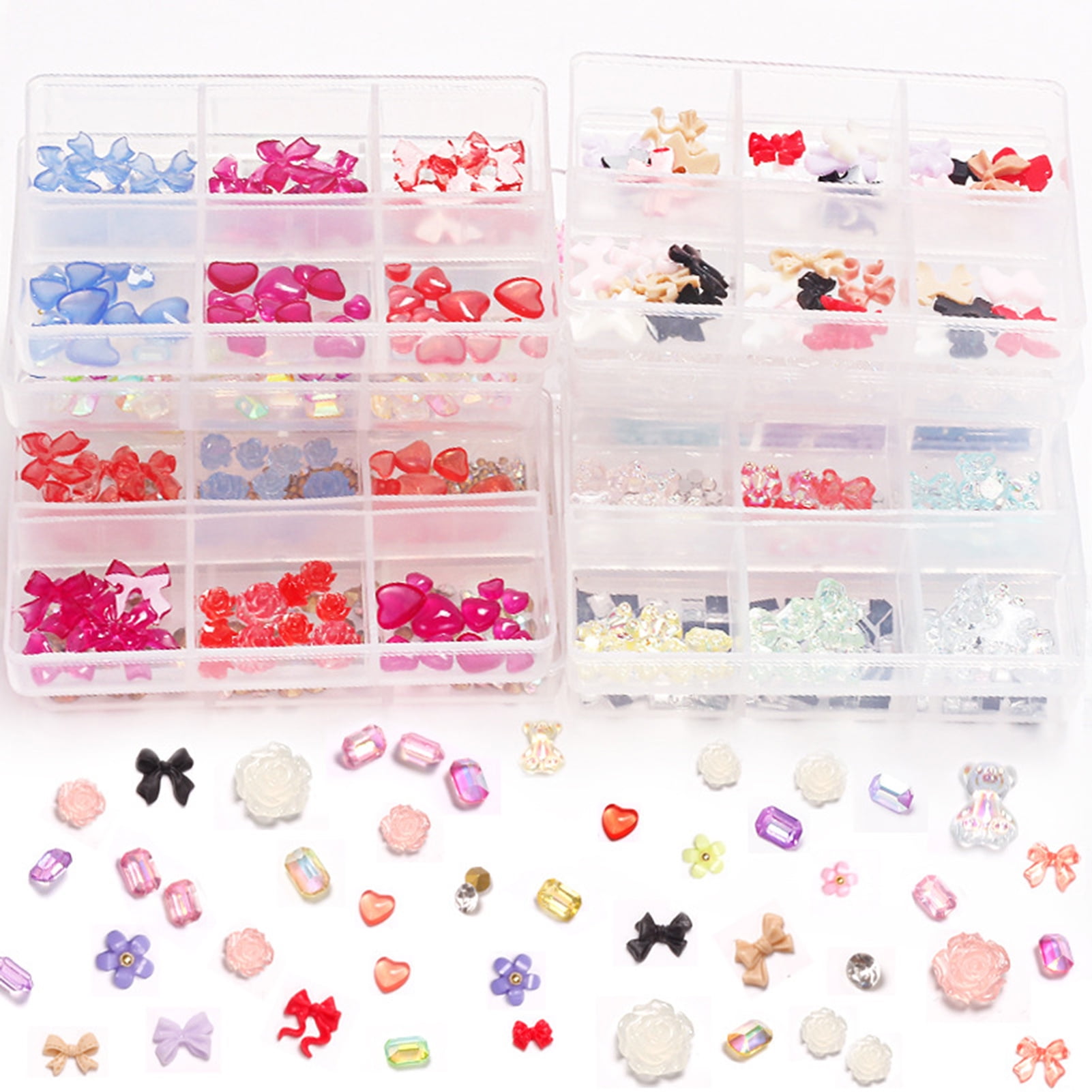 opvise Resin Nail Decoration Bear Bow Flower Heart 3D Charms ...