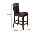 thumbnail image 5 of 41 Inch Vegan Faux Leather Counter Chair, Raised Back, Set of 2, Brown- Saltoro Sherpi, 5 of 5