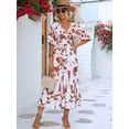 thumbnail image 6 of KRE Prime Women Printed Surplice Balloon Sleeve Dress, 6 of 9