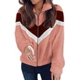 thumbnail image 2 of WREESH Womens Warm Lapel Coat Jacket Zipper Solid Splicing Long Sleeve Blouse Tops, 2 of 8