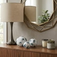 thumbnail image 3 of Coastal Orbs for Home Decor - Decorative Ceramic Stoneware Orbs for Bathroom, Office, Living Room and Shelf Display - Nautical Boho Design for Coffee Table Styling- Set of 3, 6", 5", 4", Blue & White, 3 of 13