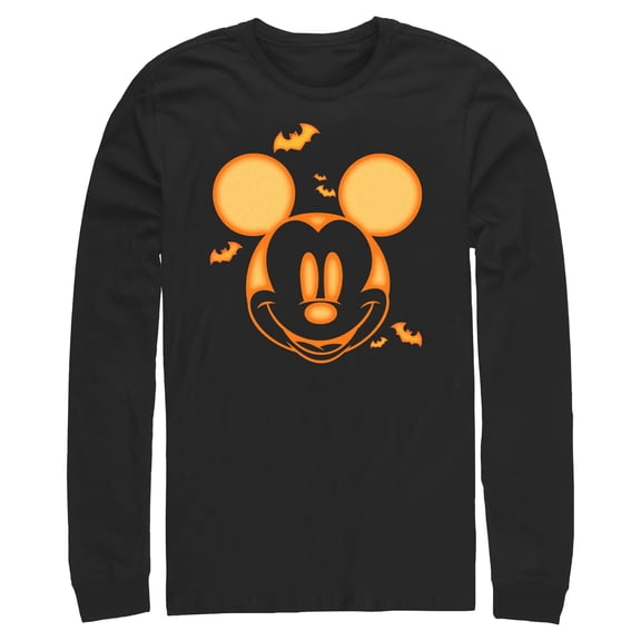 Mens Mickey & Friends Halloween Pumpkin Face Long Sleeve Shirt