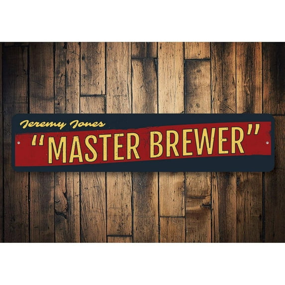 Master Brewer Novelty Sign, Metal Wall Decor - 4x18 inches