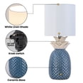 thumbnail image 3 of C Cattleya 16.25” Pineapple Ceramic Table Lamp with Linen Shade, Novelty Desk Lamp for Nightstand,Bedroom (Blue and White), 3 of 6