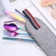 thumbnail image 5 of Juego de pajitas de acero inoxidable para exteriores, cuchillo, tenedor, cuchara, palillos, vajilla portátil, bolsa occidental, 5 of 6
