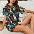 thumbnail image 4 of Fotbe Parrot Print Pajama Set for Women 2 Piece Loungewear Short Sleeve Tops and Shorts Set Soft Sleepwear-4X-Large, 4 of 7