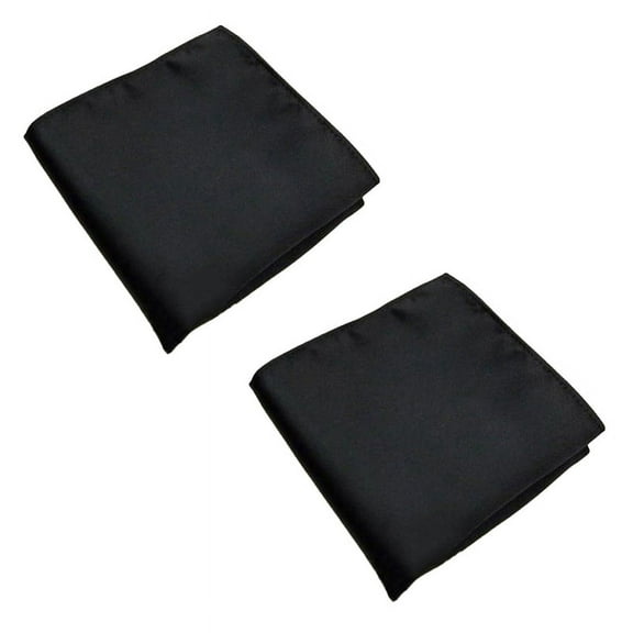 2X Men's Pocket Hanky Plain Color Wedding Square Hankerchief (Black)