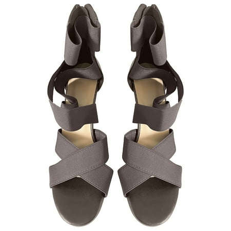 

Fesfesfes Black Platform Heels Wholesale Owomen s Large Sized European American Style High Heels Sandals Thin High Heels Elastic Straps Back Zipper Sexy 8.5(41)