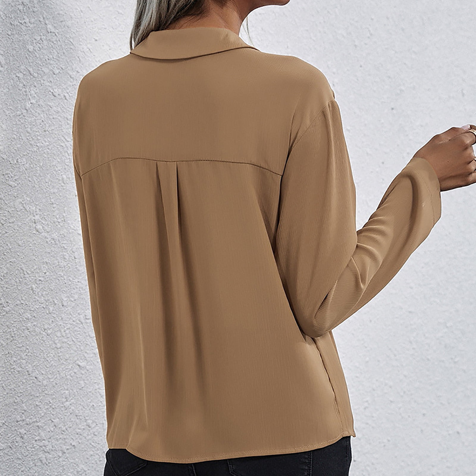 Zodggu Long Sleeve Solid T Shirt for Women Tops Women Autumn