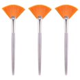 thumbnail image 1 of 3pcs Practical Facial Brushes Fan Makeup Brushes Portable Mask Brushes Cosmetic Tools for Women Ladies Girls (Yellow), 1 of 2