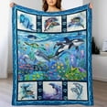 thumbnail image 5 of Dolphin Blanket Dolphin Gifts for Girls Women Ocean Dolphin Throw Blanket for Kids Adults Soft Warm Cozy Fleece Blanket for Couch Sofa 40"x50", 5 of 6