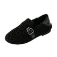 thumbnail image 3 of KEVCHE Womens Fuzzy Loafers ,Buckle Slip On Flat Cozy Winter Shoes, Plush Fleece Upper Buckle Strap Non-Slip Sole Warm Shoes ,Indoor Outdoor Casual Daily Fall Winter Shoes, 3 of 6