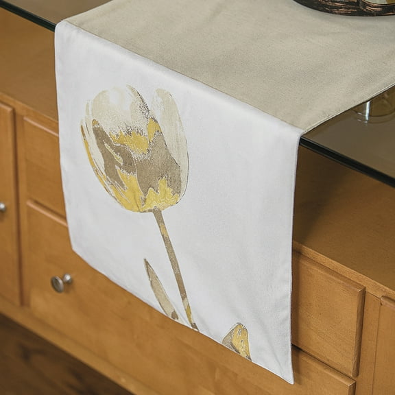 HomeMagic, Reversible Tulips Table Runner, Polyester/Cotton, 54" x 16"