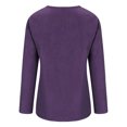 thumbnail image 4 of kayannuo Womens Tops Long Sleeve Shirts Fall Women Fashion O-neck Pullover Casual Loose Printed Long Sleeve Tops Blouse Purple, 4 of 9