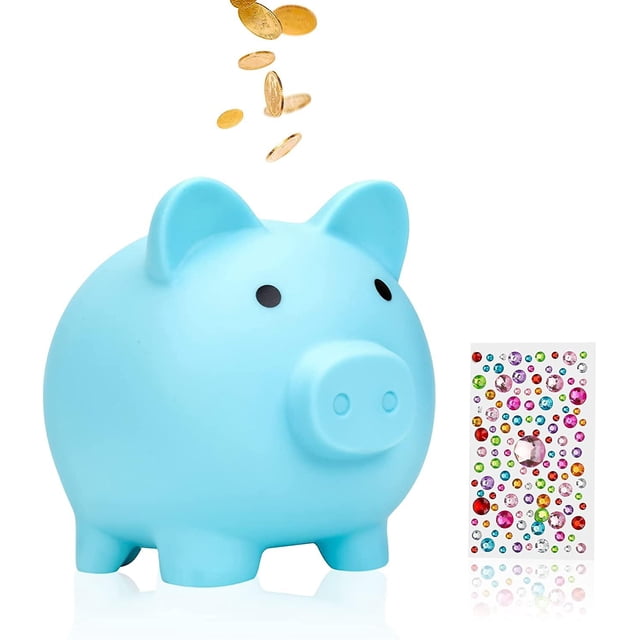 Regalos de juguete de alcancía azul para niños y niñas, alcancía de plástico irrompible, alcancía para niños, regalo de recompensas de alcancías de tamaño mediano, regalos prácticos para