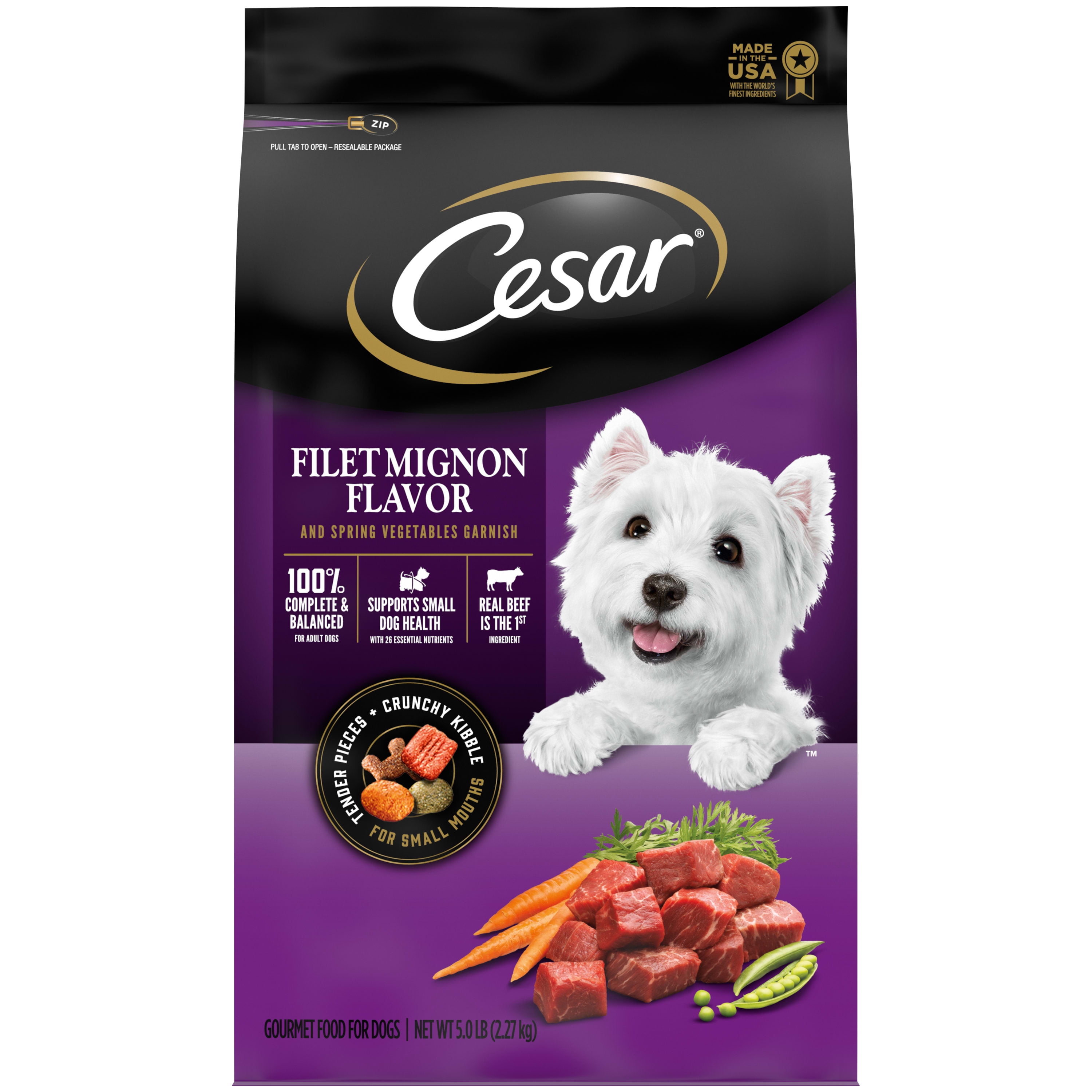 CESAR Filet Mignon With Spring Vegetables Garnish Dry Dog Food For 