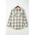 thumbnail image 6 of Women's Gray Plaid Pattern Sherpa Lined Hooded Shacket - [ZhiHiMeRi] | (US 4-6)S, 6 of 12