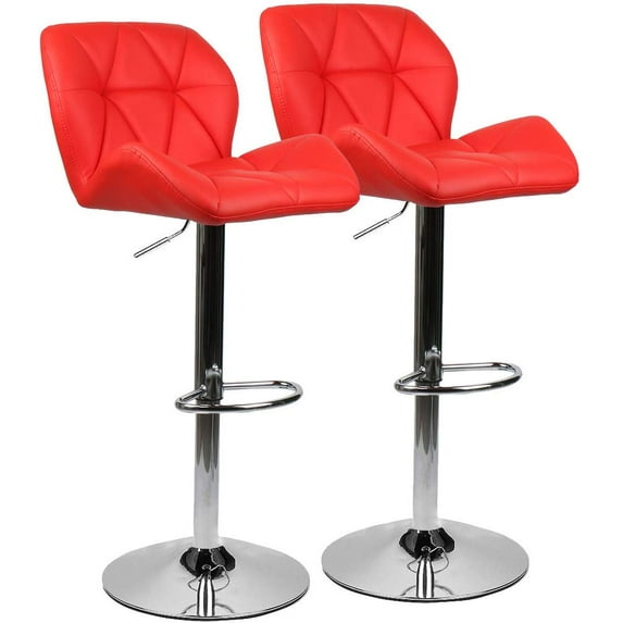 Elecwish Urban Hipster Bar Stool with 360-Degree Swivel & Adjustable Height, Red, Set of 2