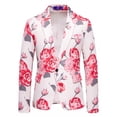 thumbnail image 4 of Aihuaihua Mens 2 Piece Floral Dress Suit, Pattern Print Party Prom Tuxedo Suit Jacket Pants Set, Wedding Blazer Pants Sets Pink M, 4 of 10