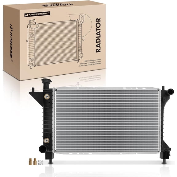 A-Premium Engine Coolant Radiator Assembly with Transmission Oil Cooler Compatible with Ford Mustang 1994-1996 3.8L 5.0L, Automatic Transmission, Replace# 8011488, 52460728